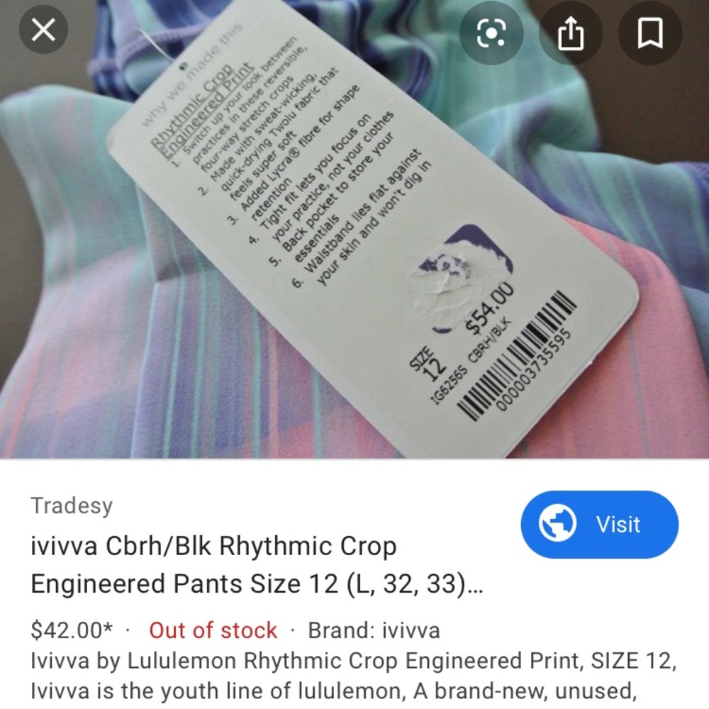 (2) reversible Lululemon  girl (ivivaa) pants